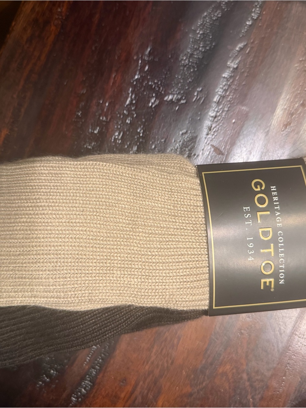 Gold Toe Two-Tone Ribbed Crew Socks in Tan and Olive